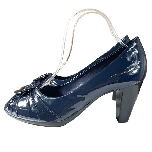 Nurture Blue Patent Leather Peep Toe Heels Womens Size 9 - Picture 14 of 15